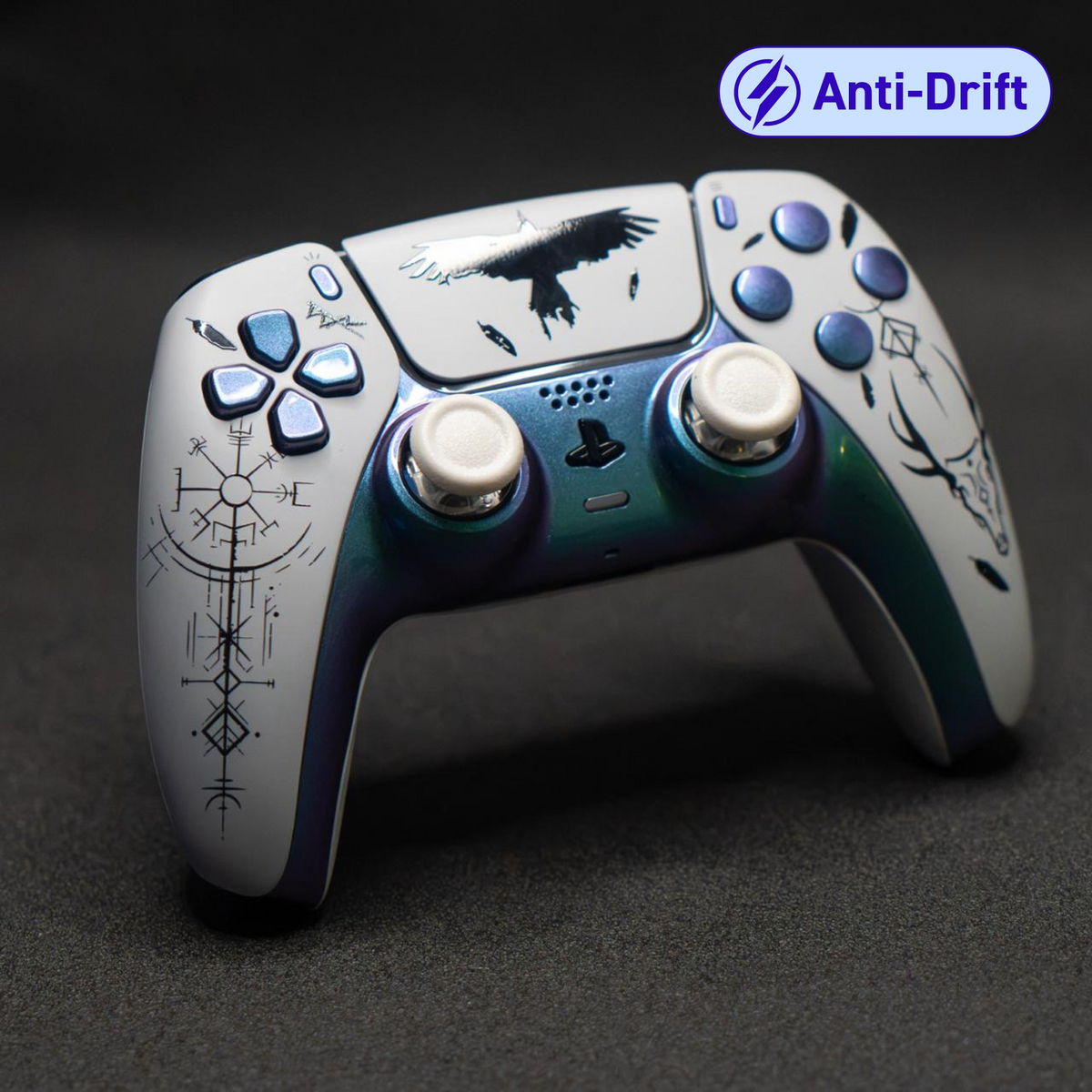 Manette PS5 Personnalisée - Style Viking White Reconditionnée