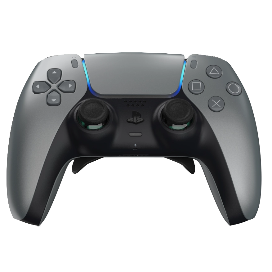 Manette PS5 OG grise personnalisée avec palettes, remapping et gâchettes mécaniques pour gamer