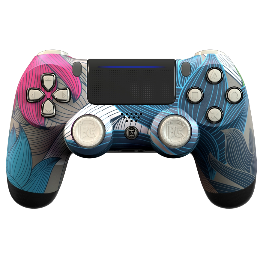 Manette PS4 bleu rose Curlz personnalisée avec palettes pour gamer