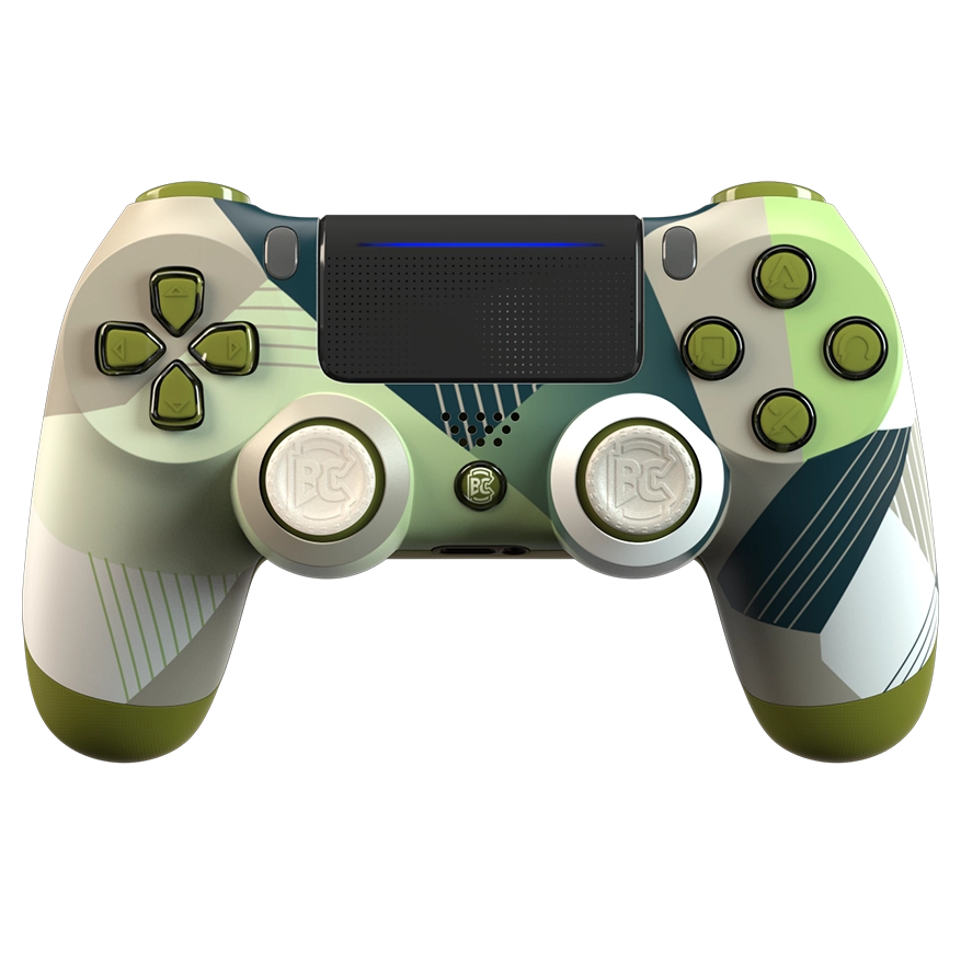 Manette PS4 verte personnalisée avec palettes, remapping et gâchettes mécaniques pour gamer