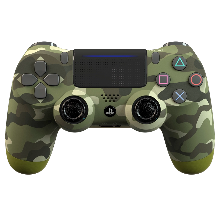 Manette PS4 camo vert personnalisée avec palettes, remapping et gâchettes mécaniques pour gamer
