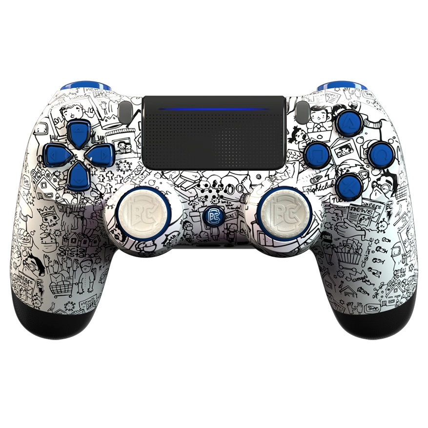 Manette PS4 blanche united personnalisée avec palettes pour gamer