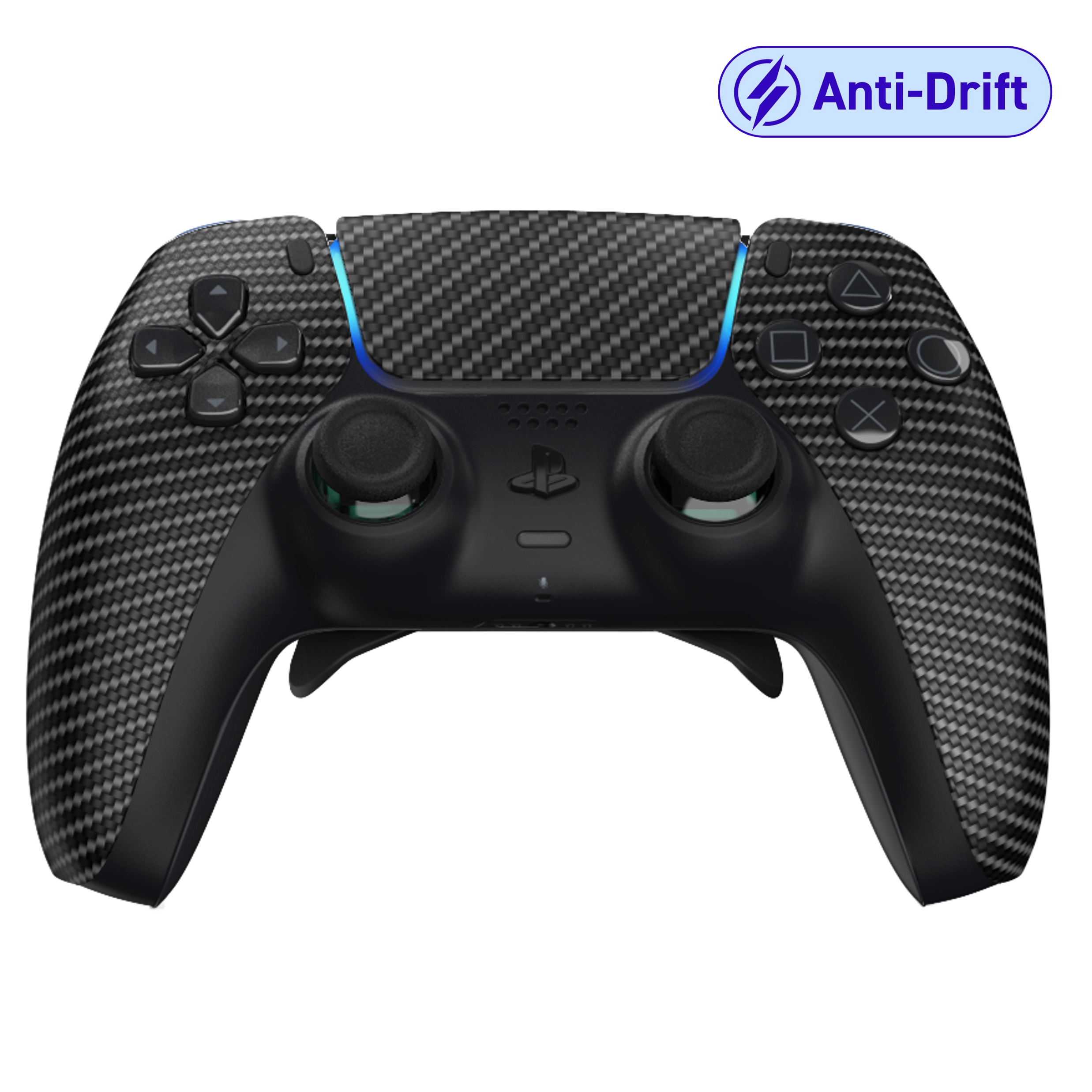 Manette PS5 carbon personnalisée avec palettes, remapping, gâchettes mécaniques et anti drift pour gamer
