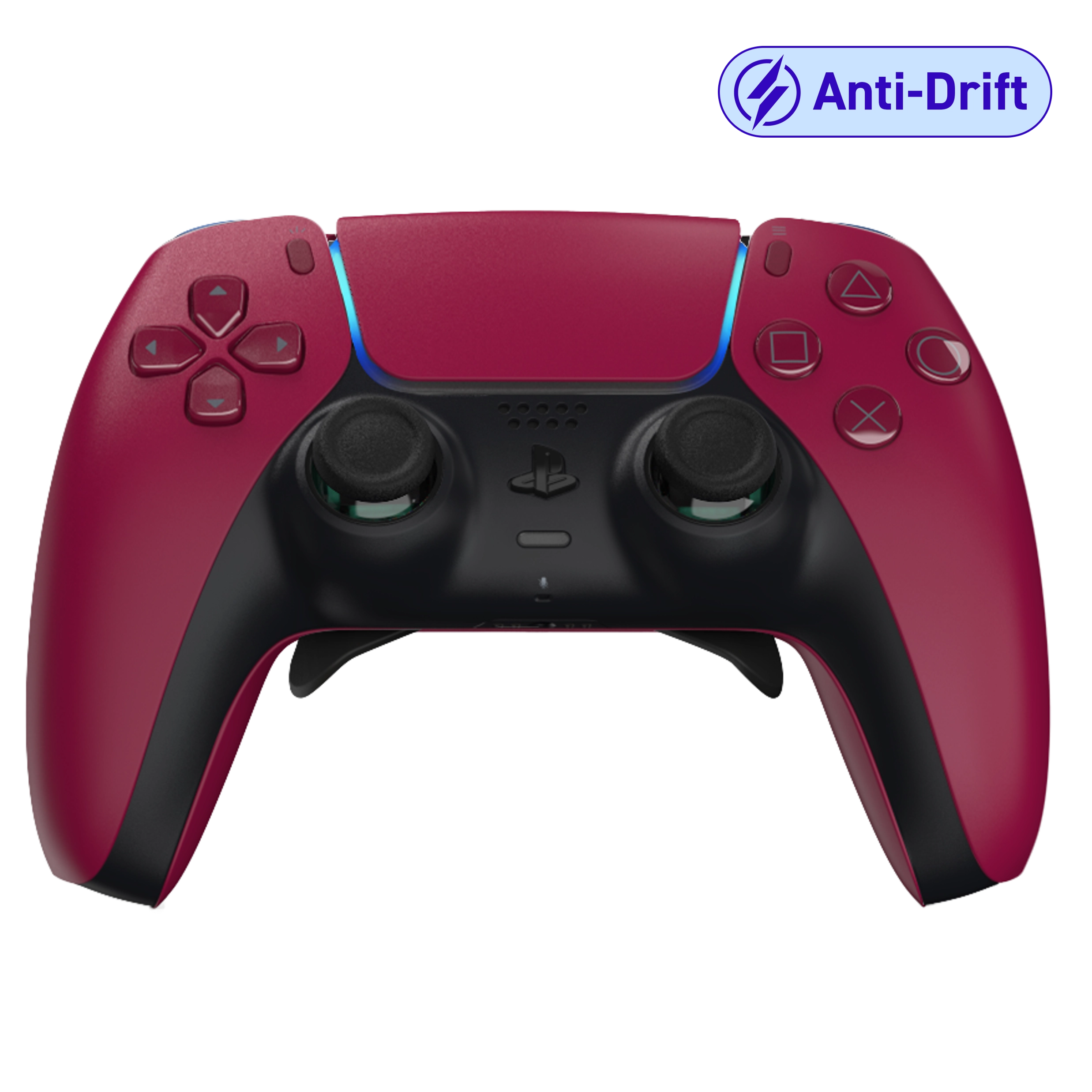 Manette PS5 rouge personnalisée avec palettes, remapping, gâchettes mécaniques et anti drift pour gamer