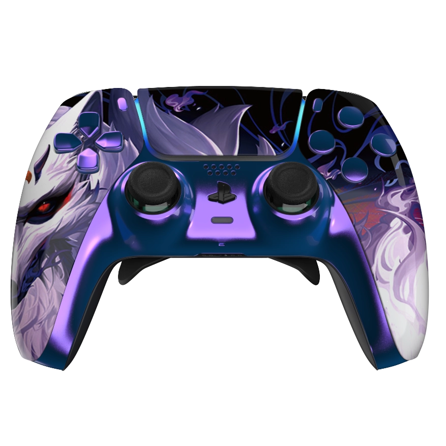 Manette PS5 violette nine tails personnalisée avec palettes pour gamer