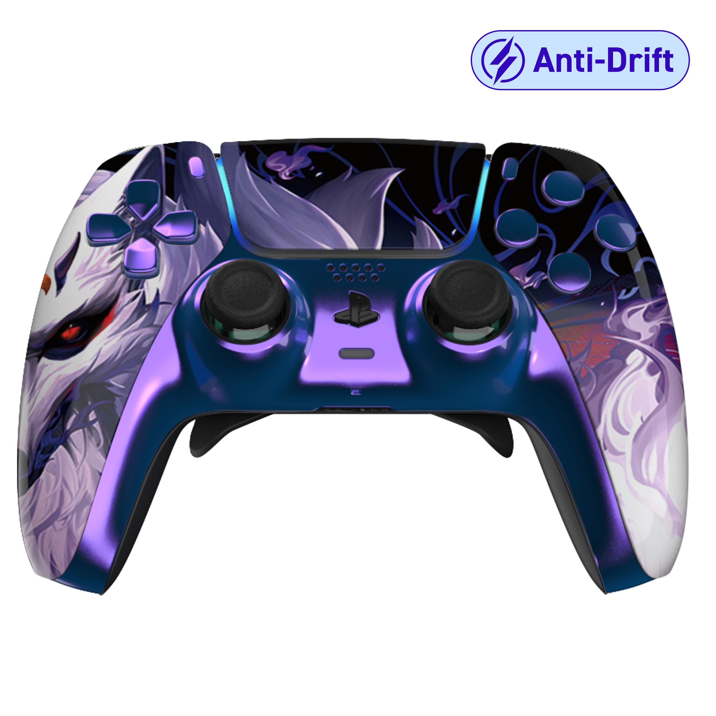 Manette PS5 violette nine tails personnalisée avec palettes et anti drift pour gamer