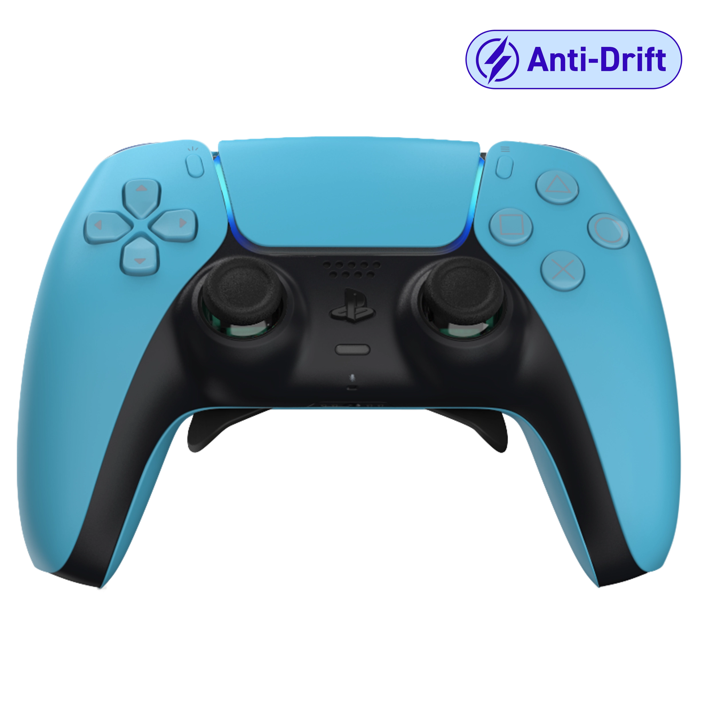Manette PS5 bleu personnalisée avec palettes et anti drift pour gamer