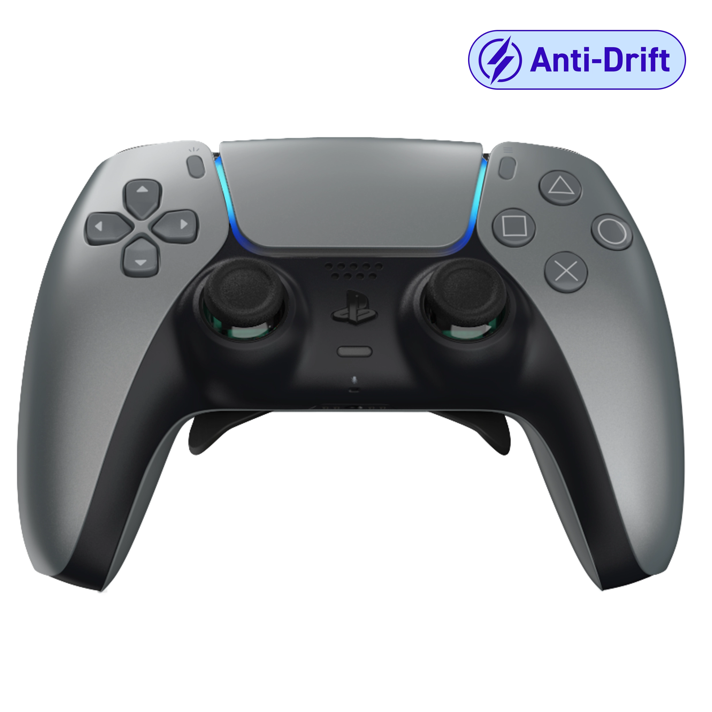 Manette PS5 OG grise personnalisée avec palettes, remapping, gâchettes mécaniques et anti drift pour gamer