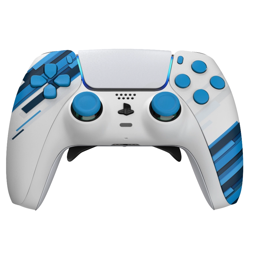 Manette PS5 blanche bboy45 personnalisée blanche avec palettes, remapping et gâchettes mécaniques pour gamer
