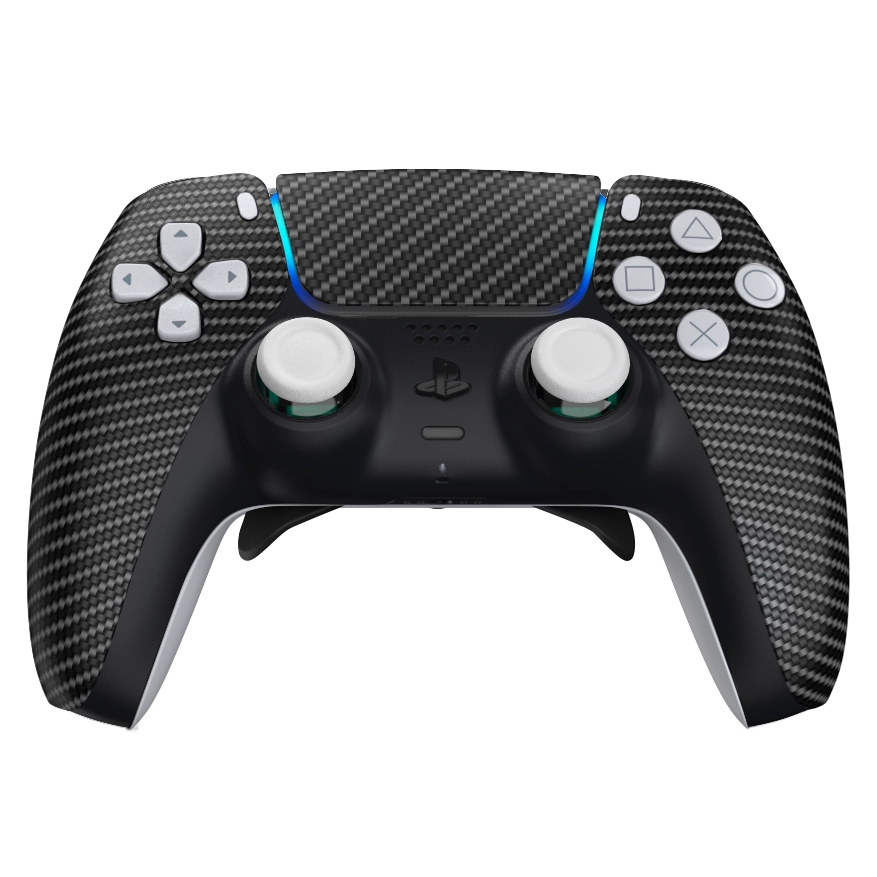 Manette PS5 blanche carbon personnalisée avec palettes remapping pour gamer