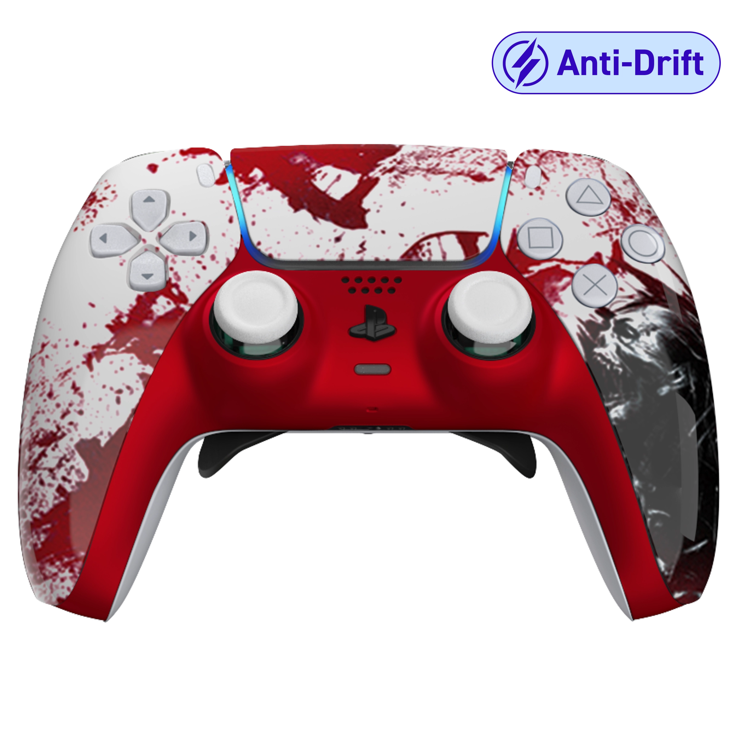 Manette PS5 blanche zombie blood personnalisée avec palettes remapping et anti drift pour gamer