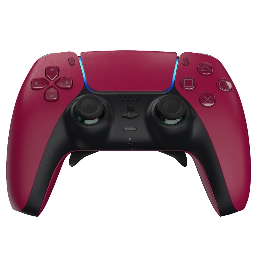 Manette PS5 rouge personnalisée avec palettes et anti drift pour gamer