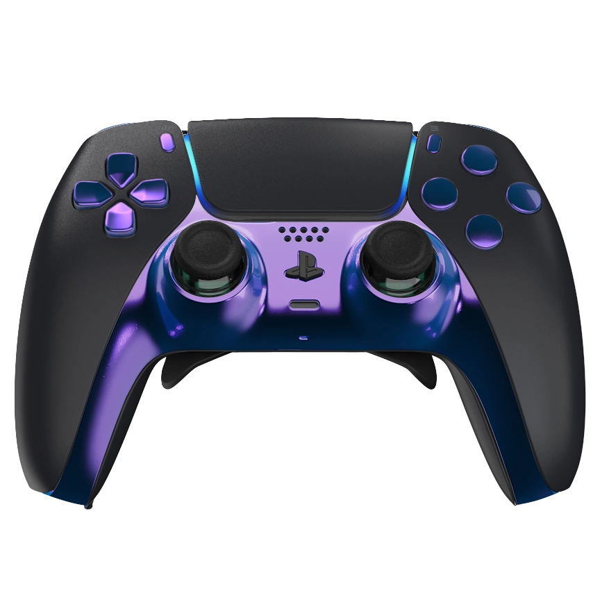 Manette PS5 noir reverse cameleon personnalisée avec palettes pour gamer