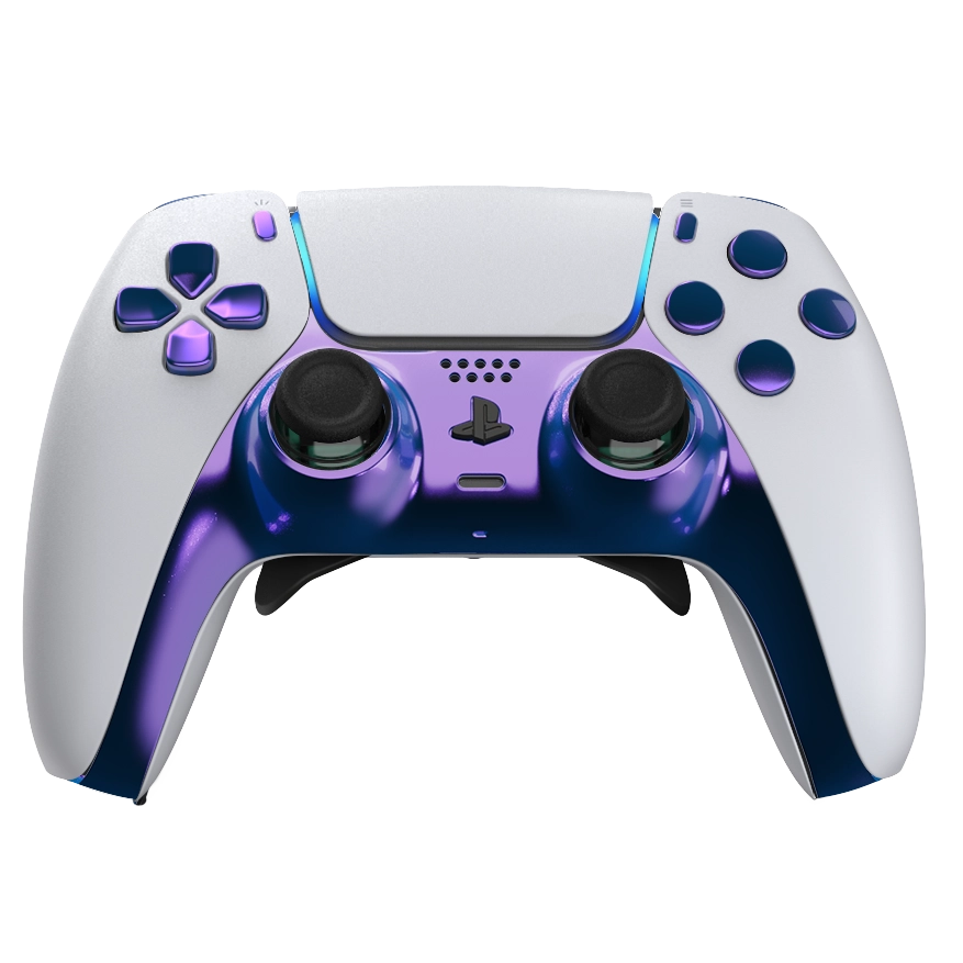 Manette PS5 OG blanche reverse cameleon personnalisée avec palettes pour gamer