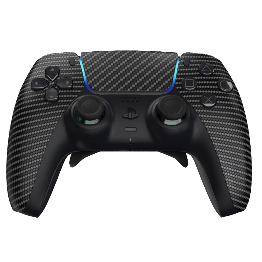 Manette PS5 carbon personnalisée avec palettes, remapping et gâchettes mécaniques pour gamer