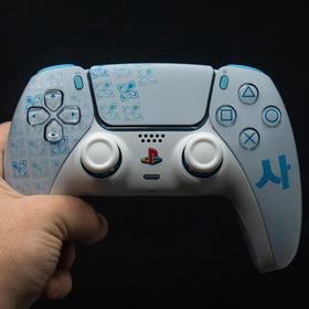 Manette PS5 Personnalisée - Style MW4 White & Blue