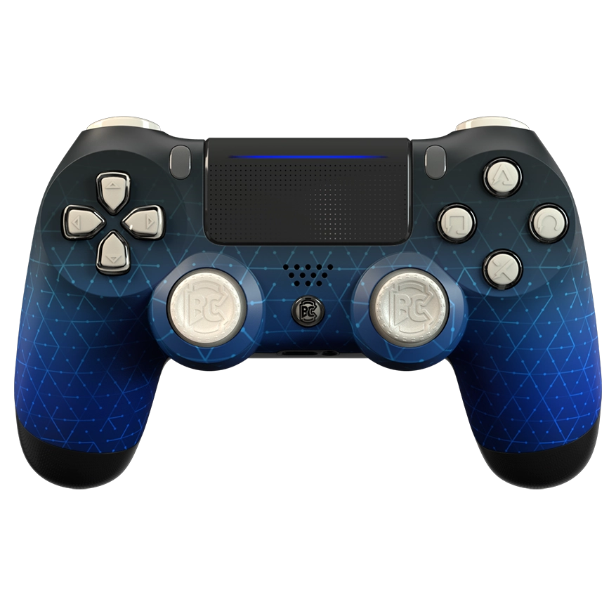 Manette PS4 bleu mrbboy45 personnalisée avec palettes, remapping  et gâchettes mécaniques pour gamer