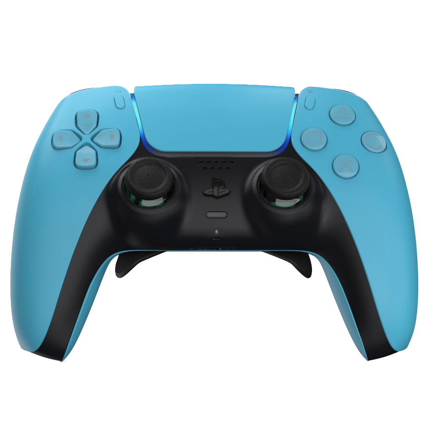Manette PS5 bleu personnalisée avec palettes pour gamer