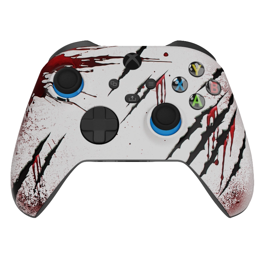 Manette Xbox XS blanche carbon blood personnalisée avec palettes, remapping pour gamer
