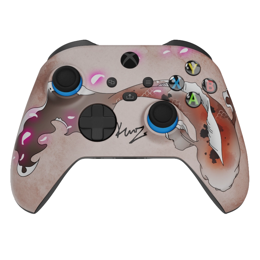 Manette Xbox XS rose carbon personnalisée avec palettes, remapping pour gamer