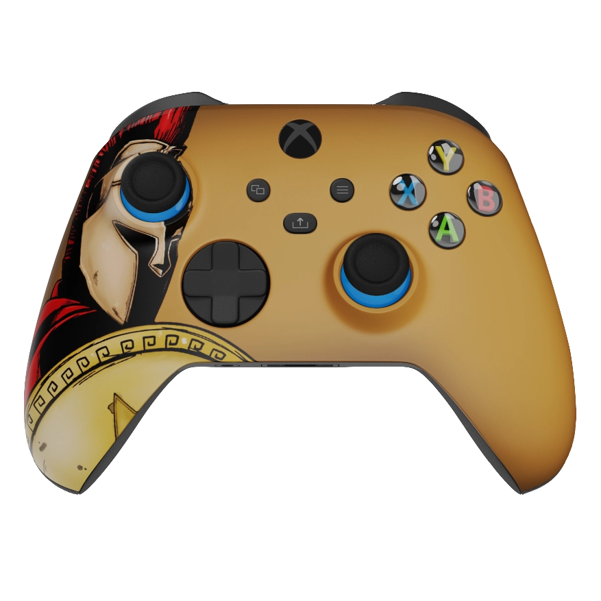 Manette Xbox XS jaunje orange carbon spartiate personnalisée avec palettes, remapping pour gamer