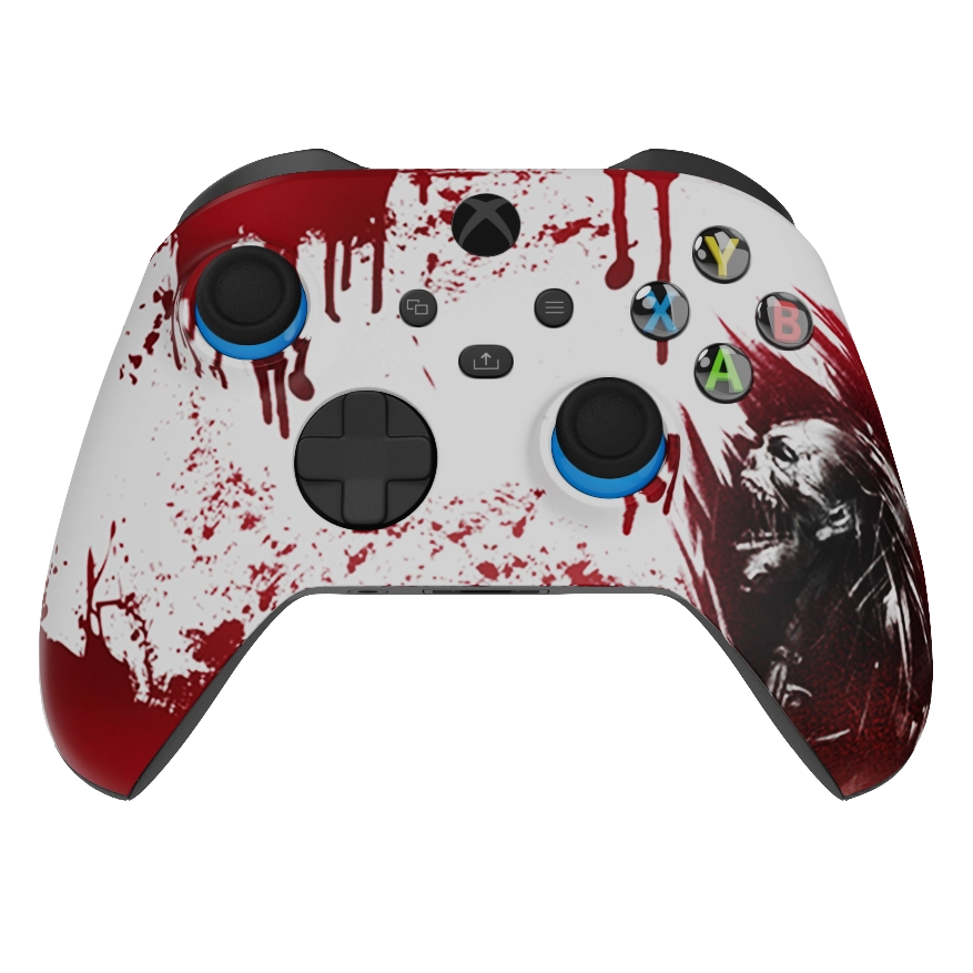 Manette Xbox XS blanche carbon zombie blood personnalisée avec palettes, remapping pour gamer