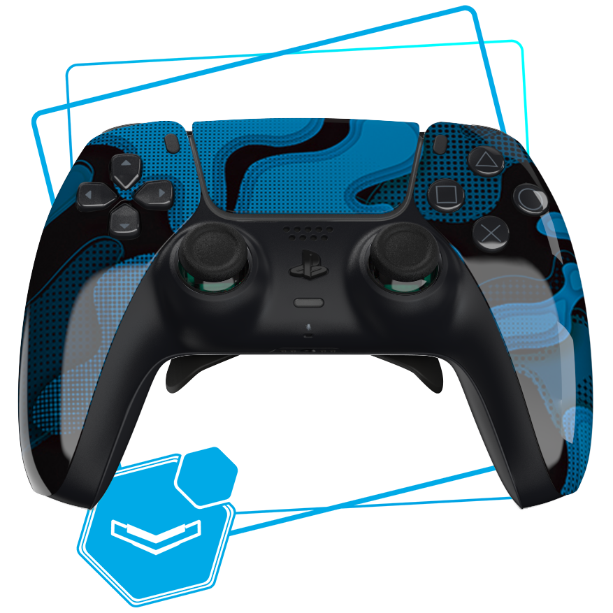 Manette PS5 Personnalisée Noire Basique - Express - Camo Blue