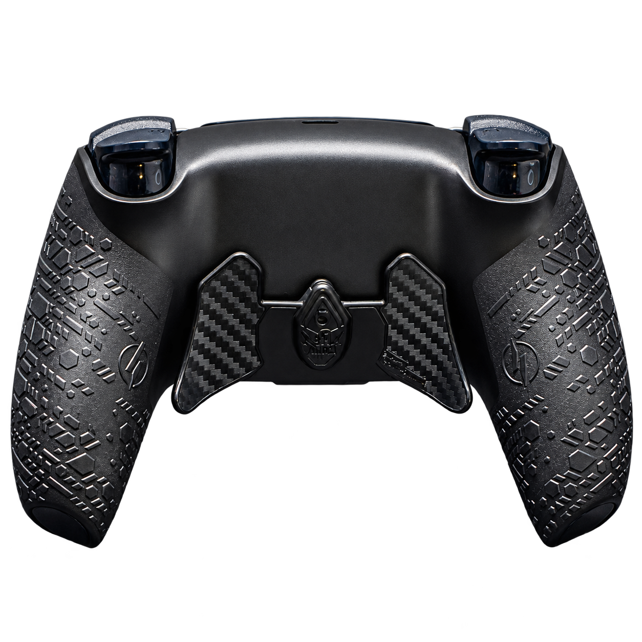 Vue arrière de la manette Burn Marius 8K : deux palettes Reflx et gâchettes mécaniques