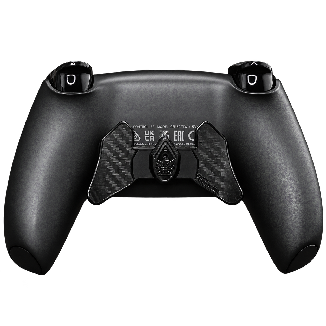 Vue arrière d’une manette Burn avec ses commandes à palettes